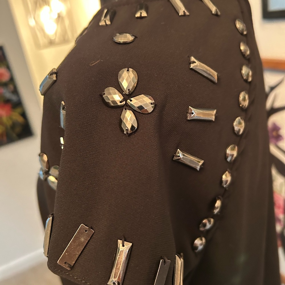 Black Midi Dress with Silver Embellishments bejeweled- large